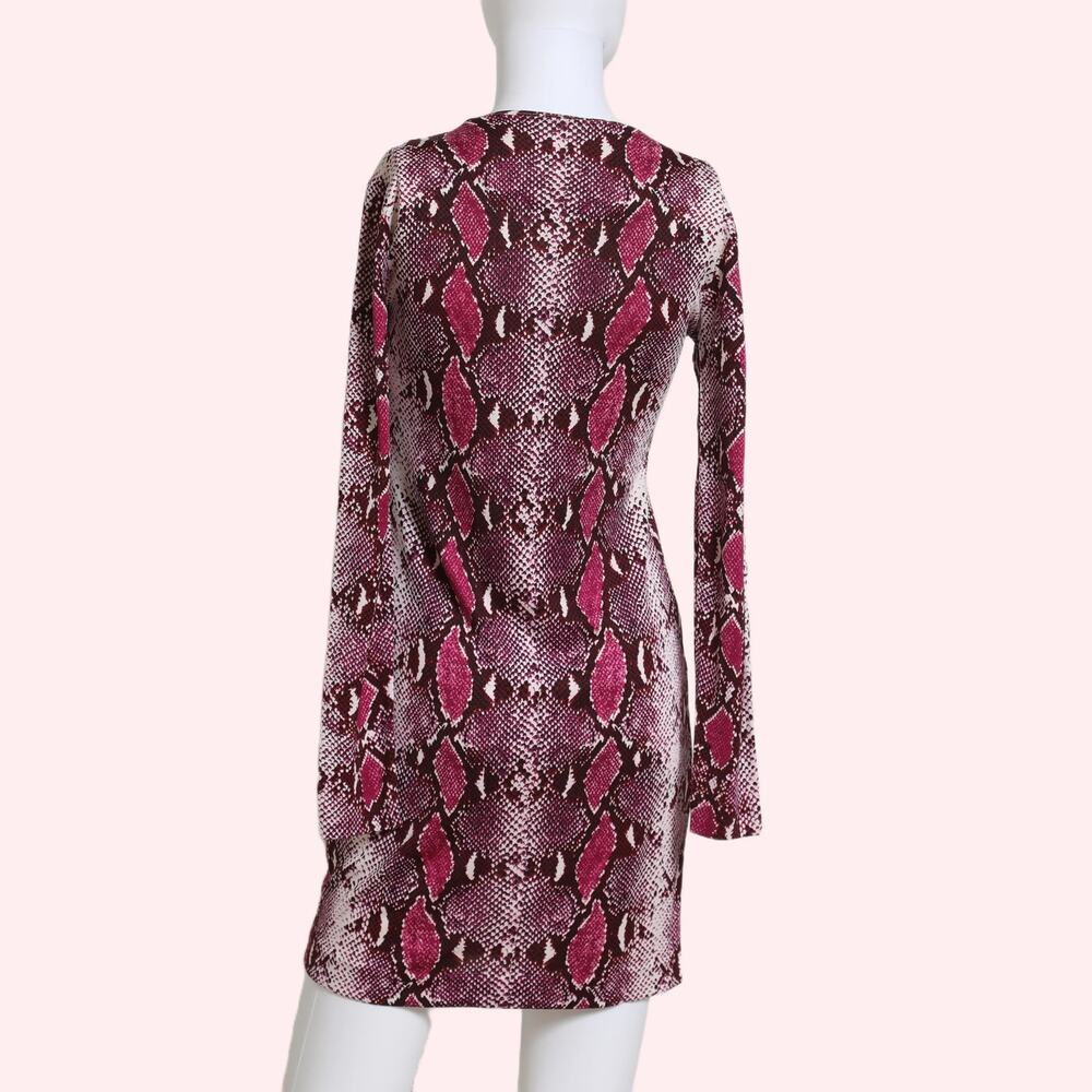 Diane Von Furstenberg Pink Silk Python Snake Anim… - image 4